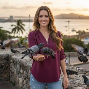 Ultra-Chic Purple V-Neck Blouse with Zip Detail & Roll-Up Sleeves Trendy 💜✨
